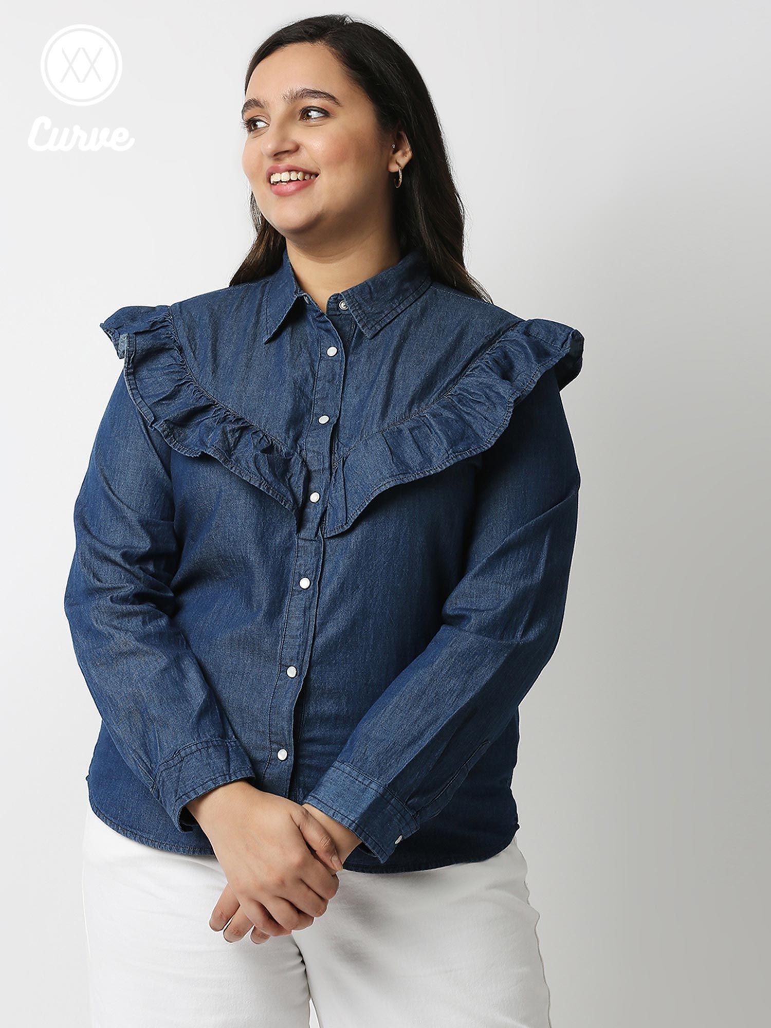 curve a dose of simplicity denim shirt