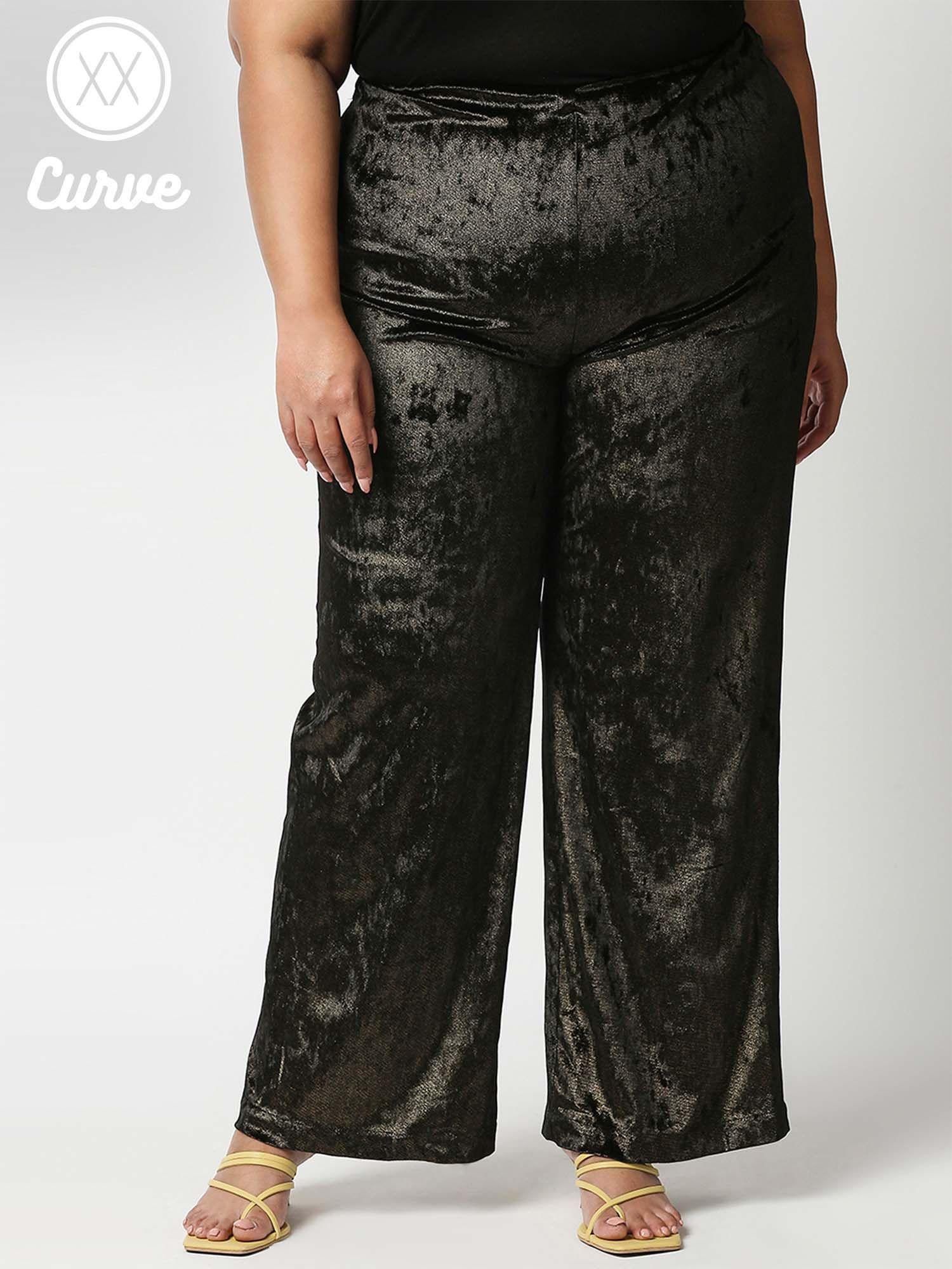 curve black sequin embellished pants