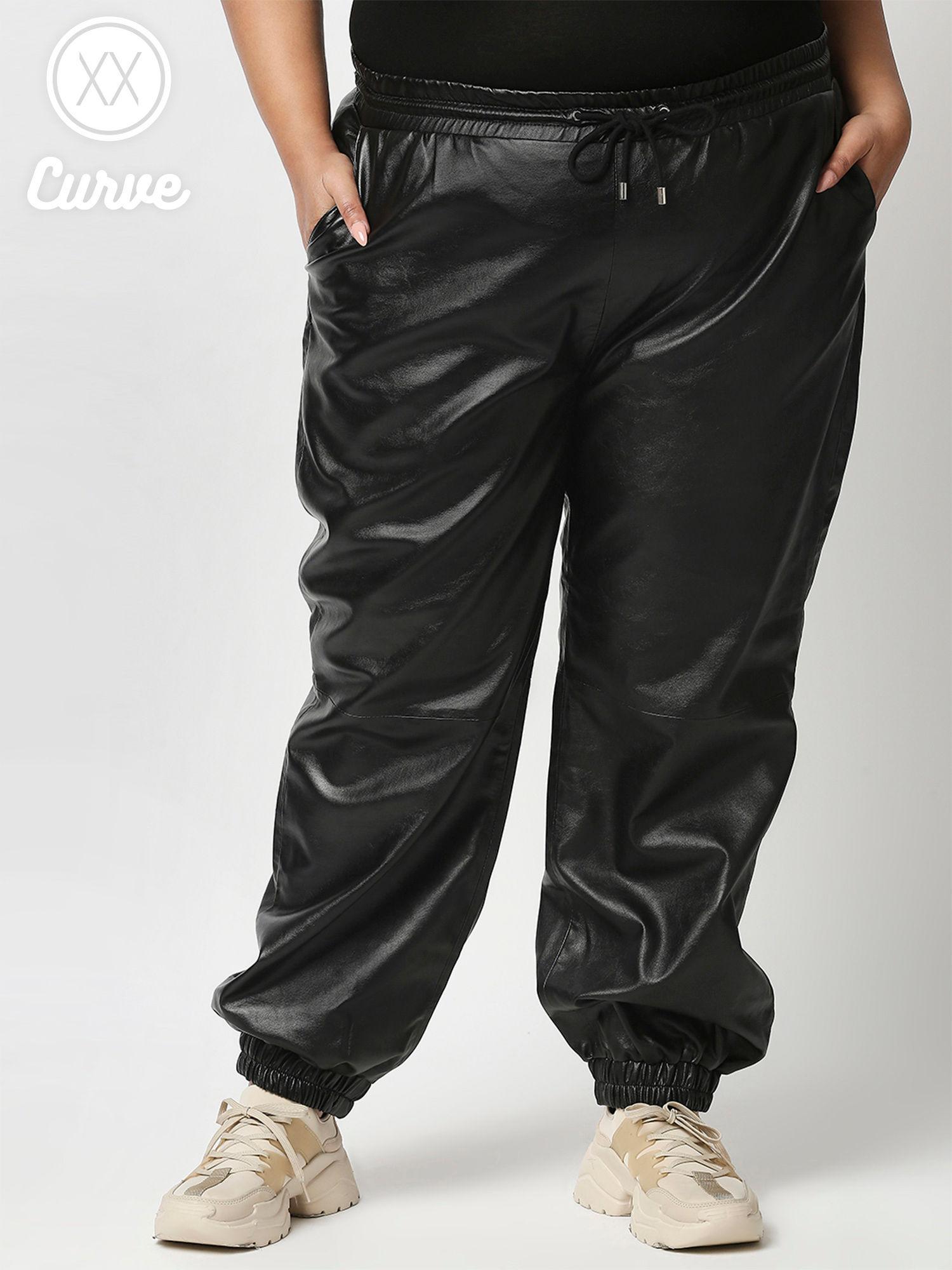 curve black solid basics jogger pants