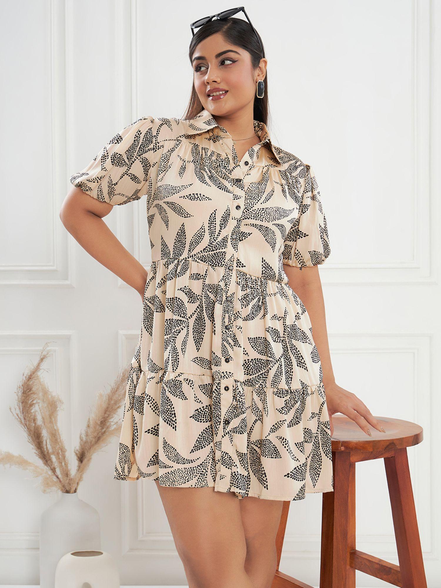 curve by kassually beige front open mini shirt dress