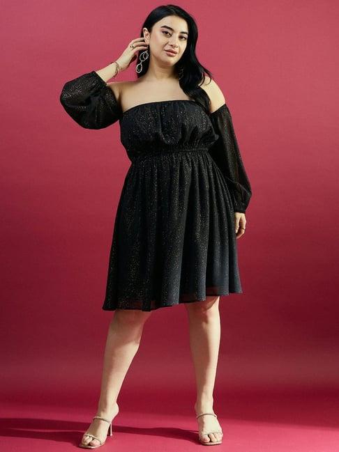 curve by kassually black fit & flare dress