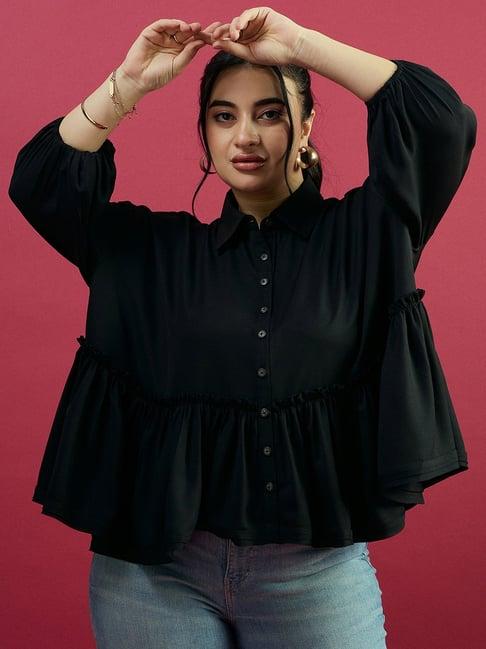 curve by kassually black regular fit oversized shirt