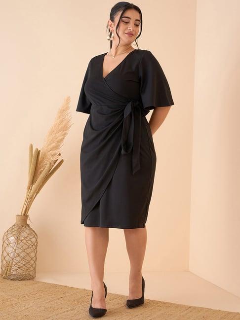 curve by kassually black relaxed fit wrap dress