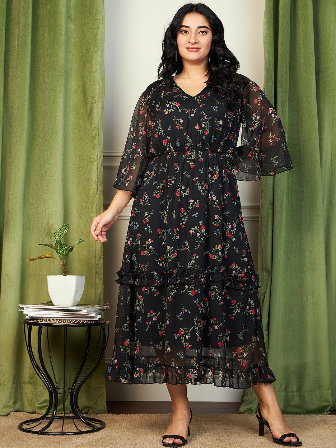 curve by kassually floral printed gathered or pleated fit & flare maxi dress