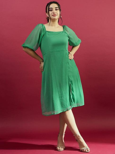 curve by kassually green regular fit midi dress