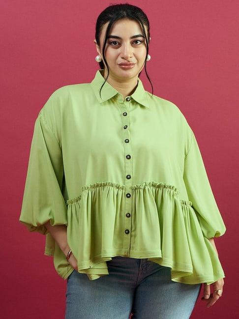 curve by kassually green regular fit oversized shirt