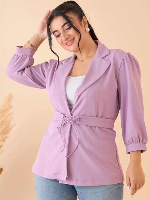 curve by kassually lavender relaxed fit blazer with belt