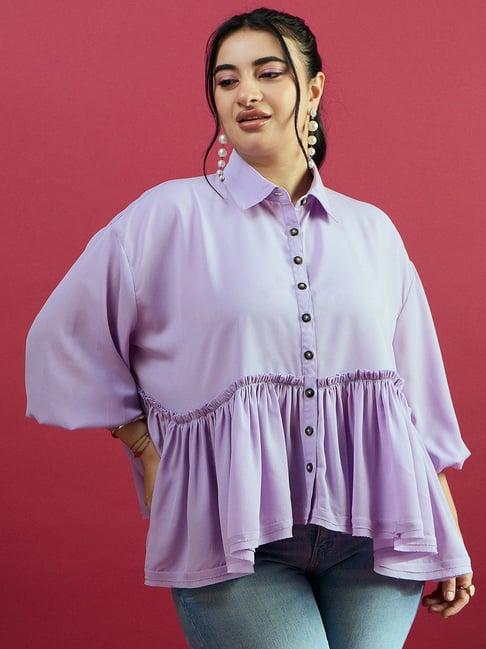 curve by kassually lilac regular fit oversized shirt