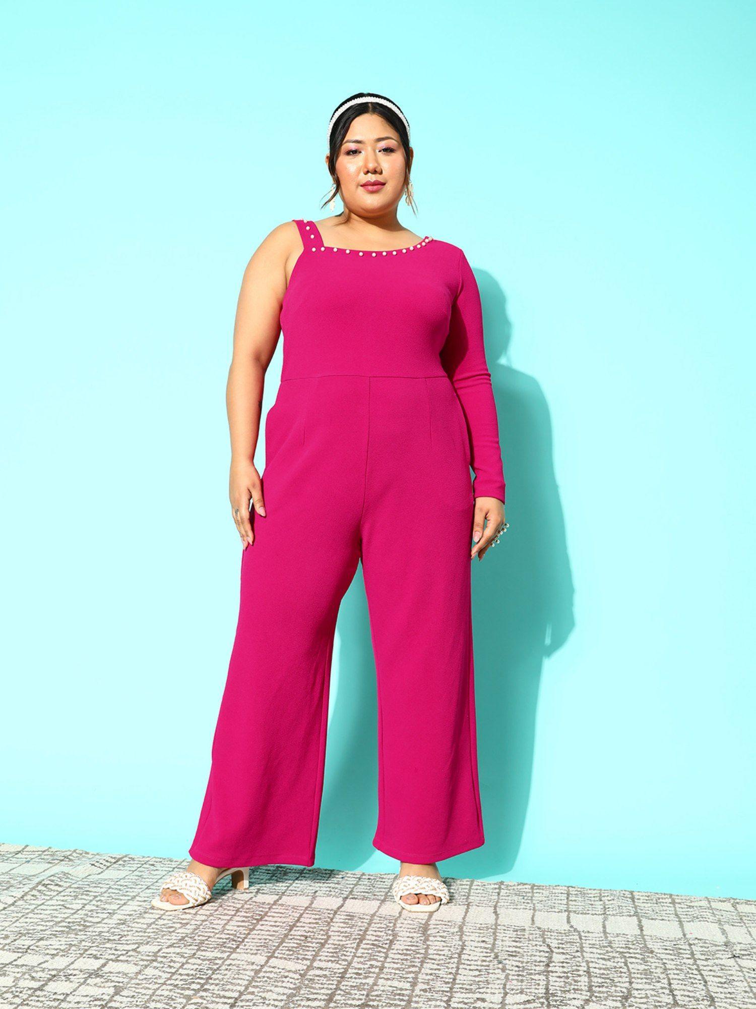 curve by kassually magenta embellished basic jumpsuit