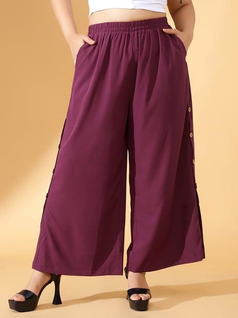 curve by kassually maroon relaxed fit pants