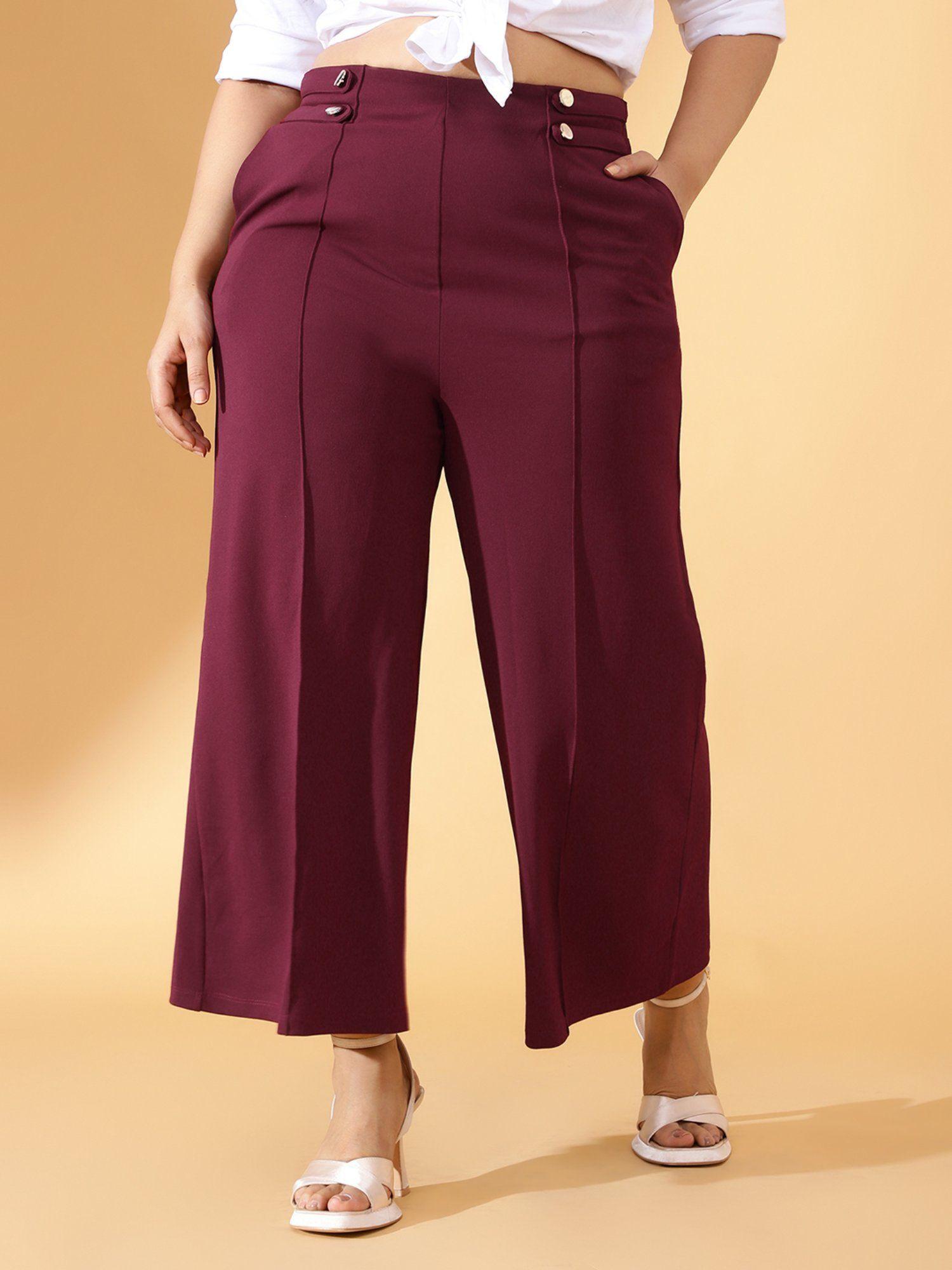 curve by kassually maroon straight pants