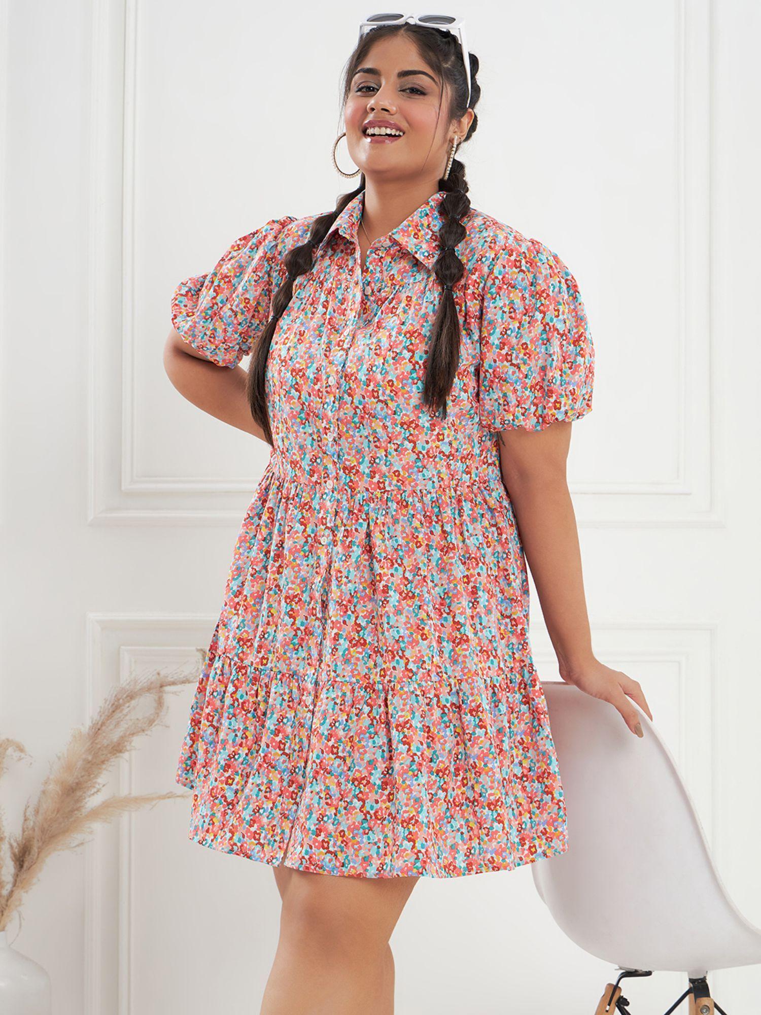 curve by kassually multi front open shirt mini dress