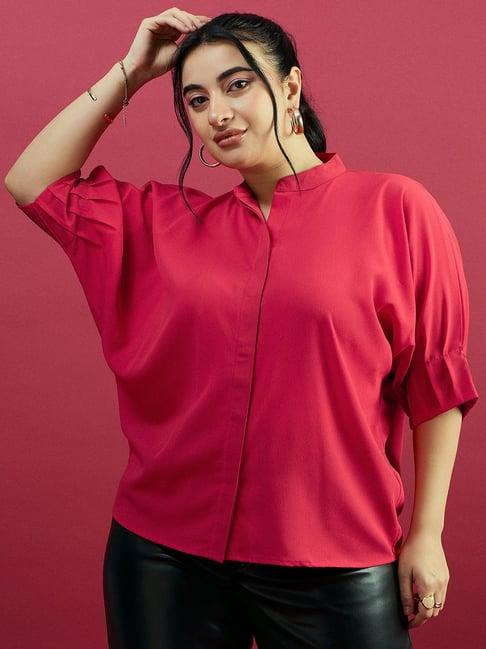 curve by kassually red regular fit shirt