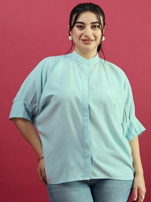 curve by kassually sky blue regular fit shirt