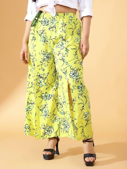 curve by kassually yellow floral print trousers