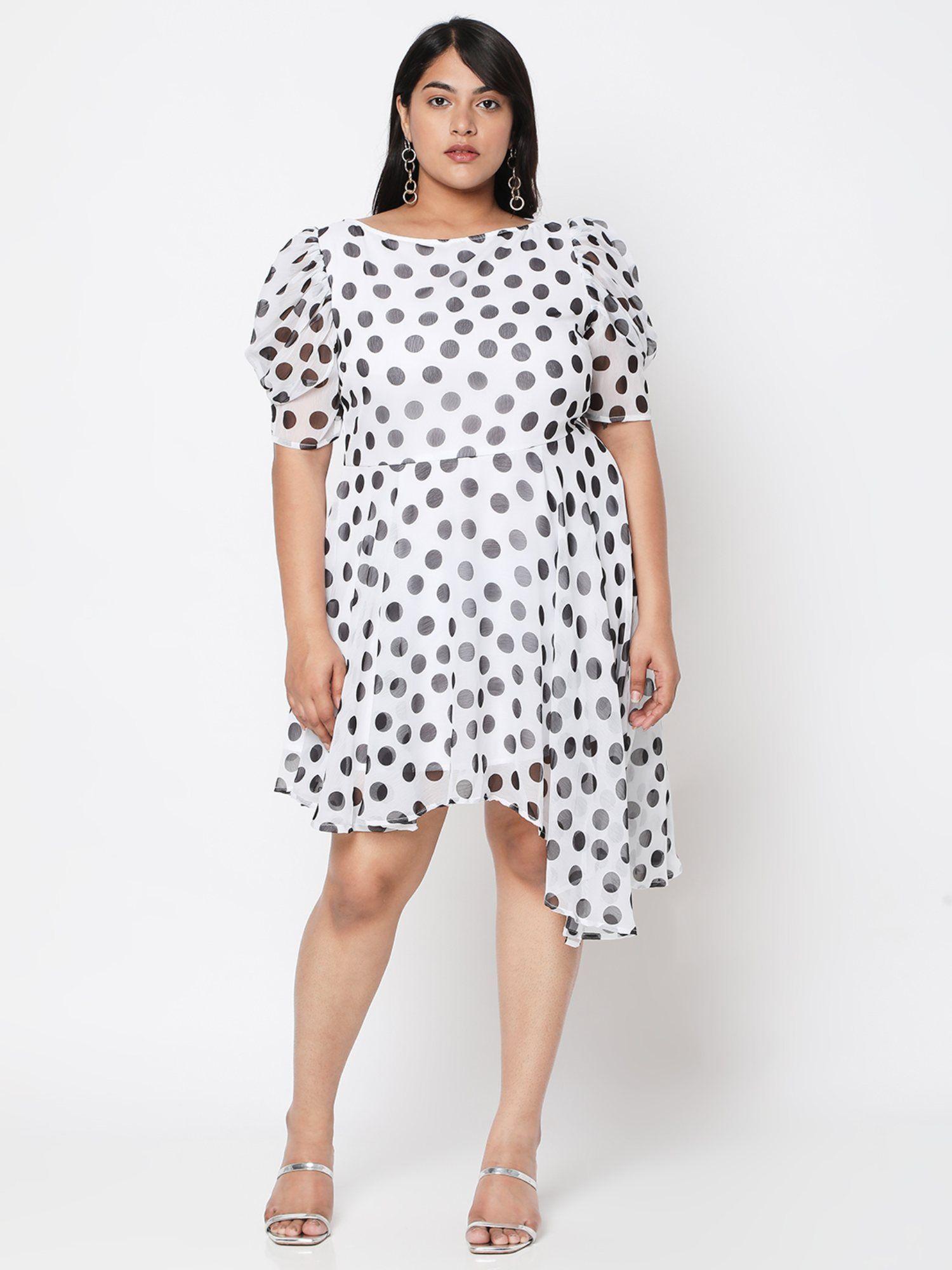 curve by mish asymmetric polka dot dress