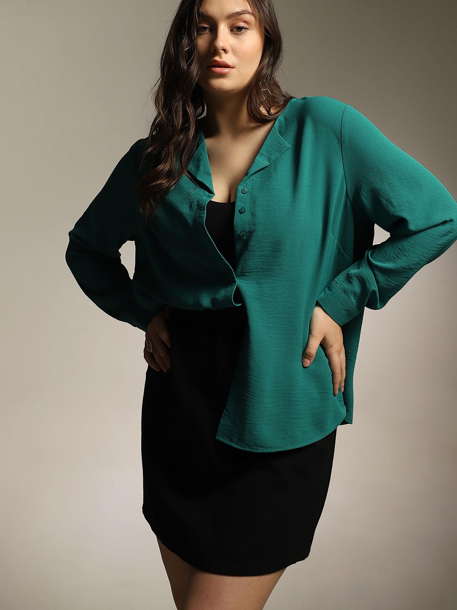 curve green full sleeves shirt