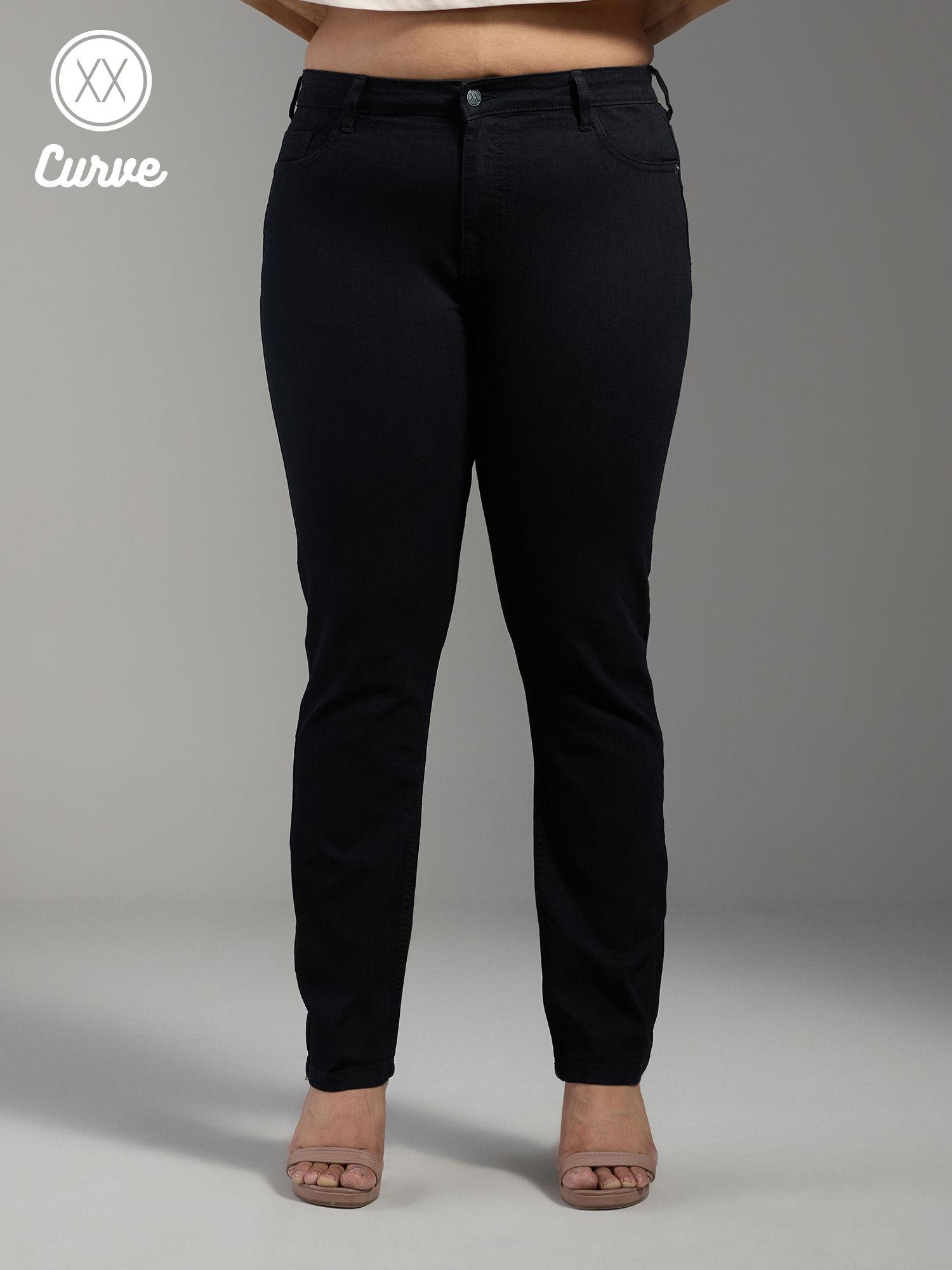 curve marilyn black solid high waist slim fit denim jeans