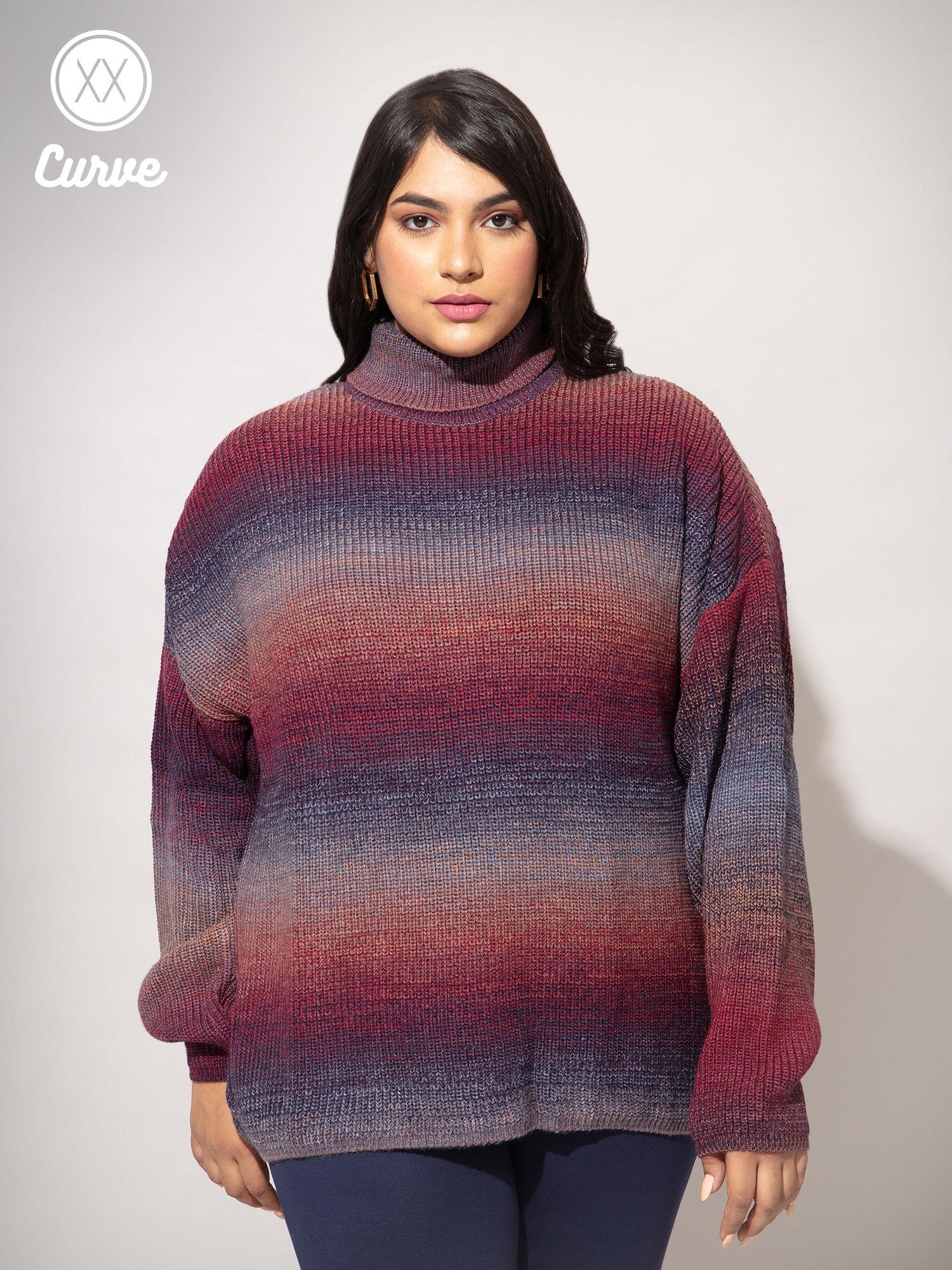 curve multicolor space dyed turtle neck sweater