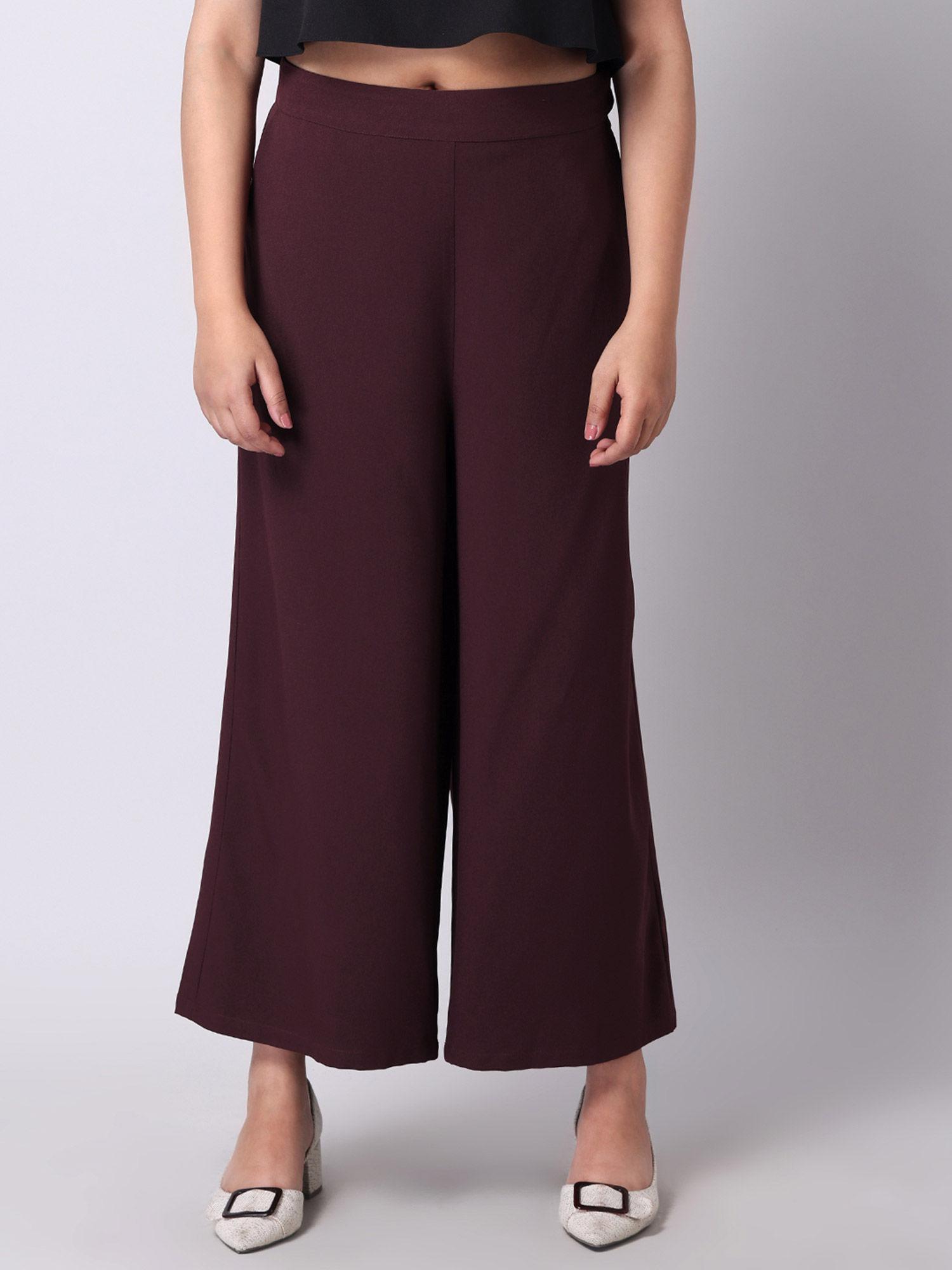 curve wine wide legged pants