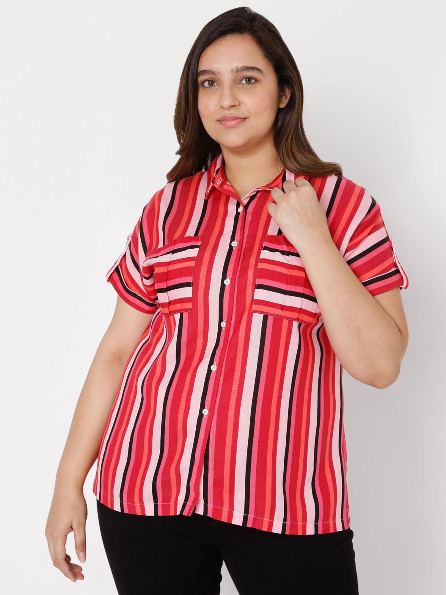 curve women casual stripes multicolor shirts