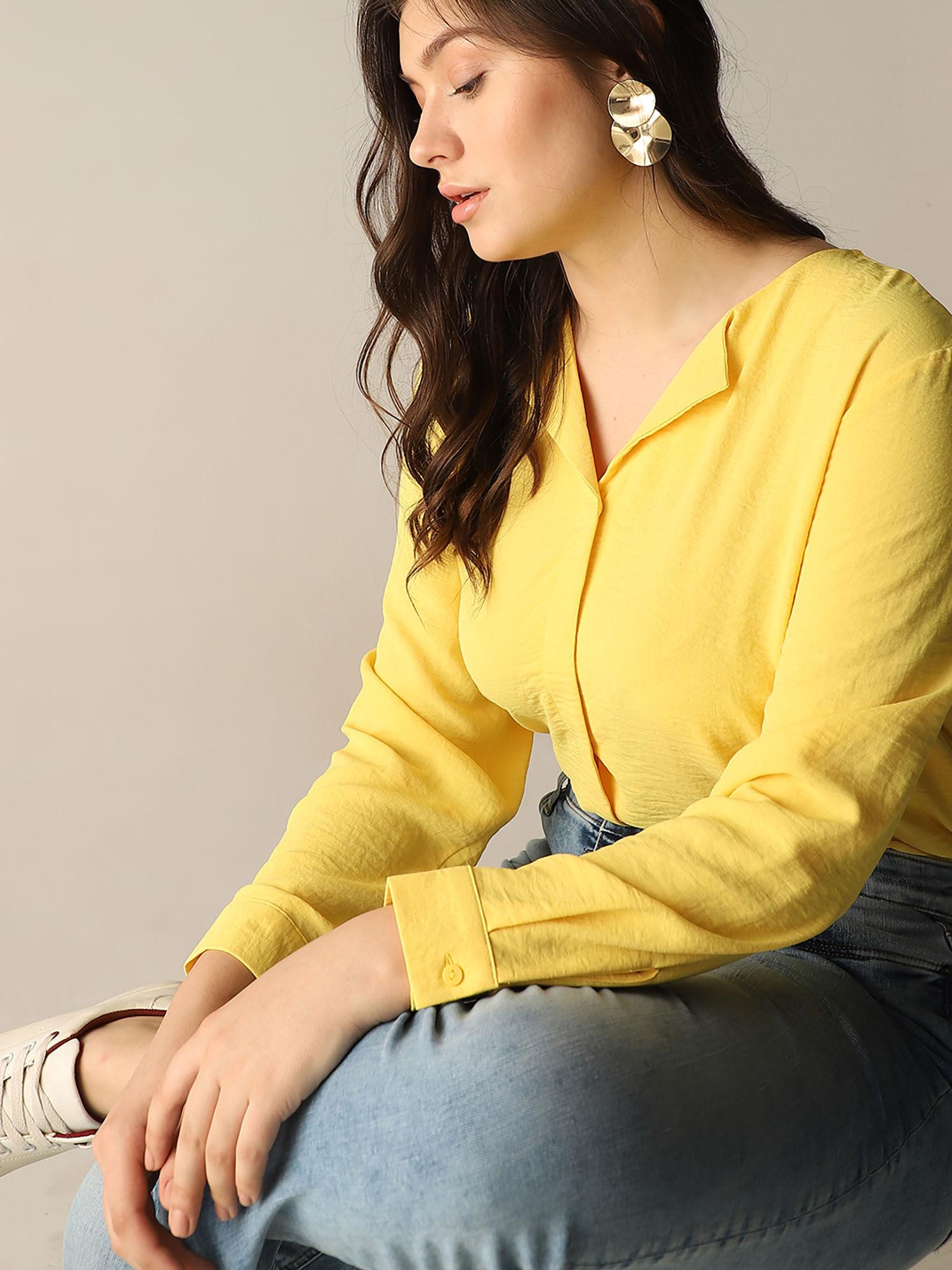 curve yellow full sleeves shirt