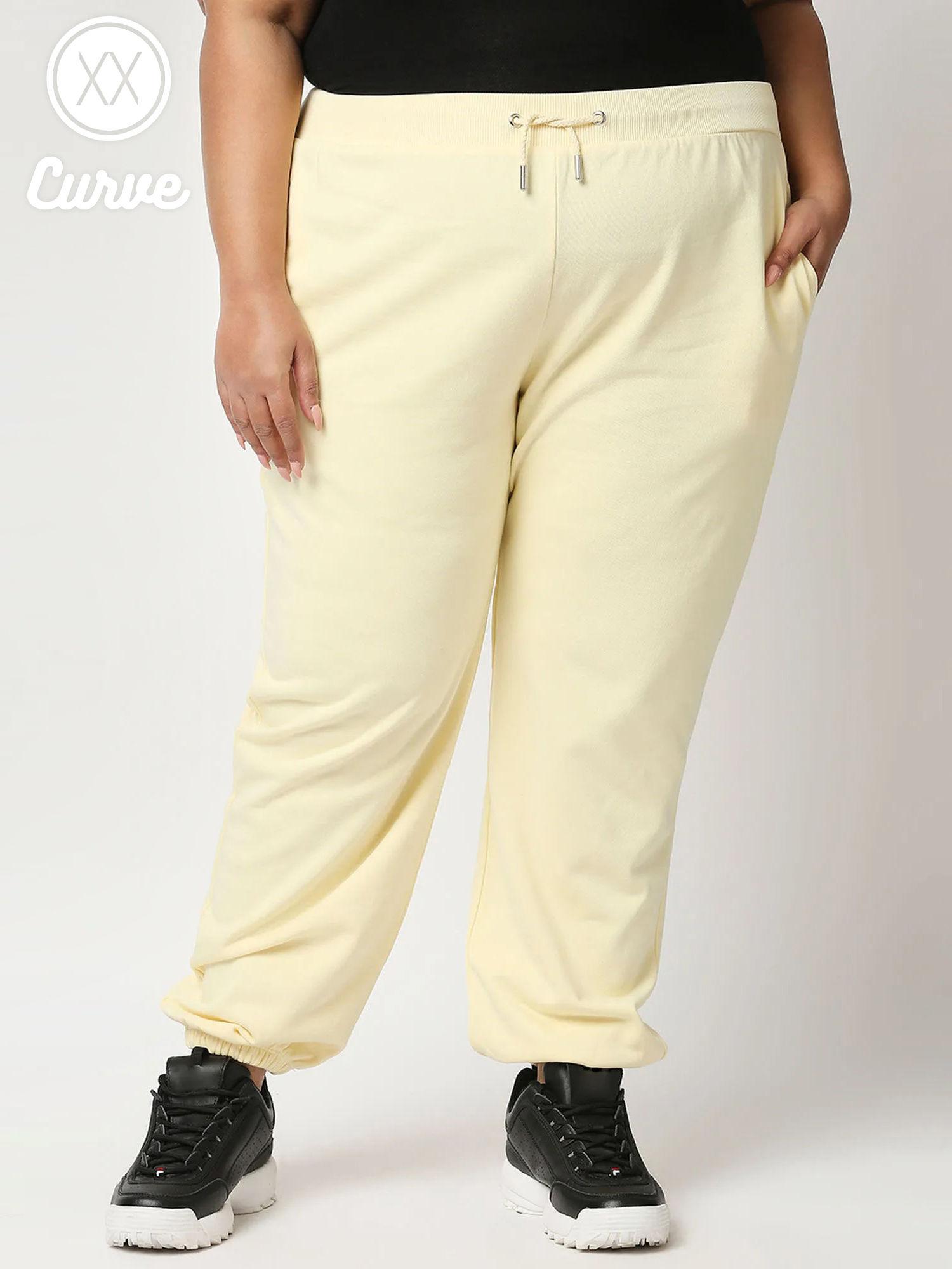 curve yellow solid ankle basics jogger pants