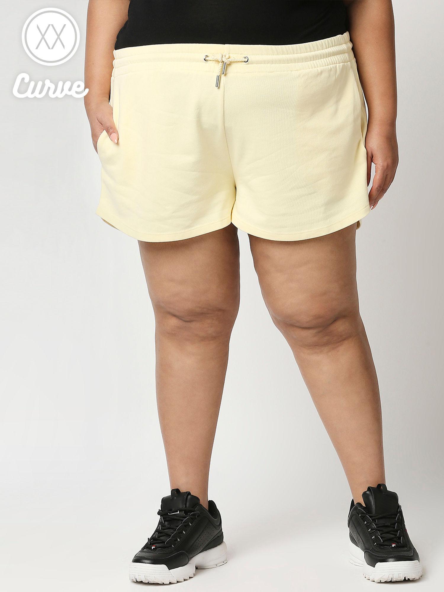 curve yellow solid straight basics shorts