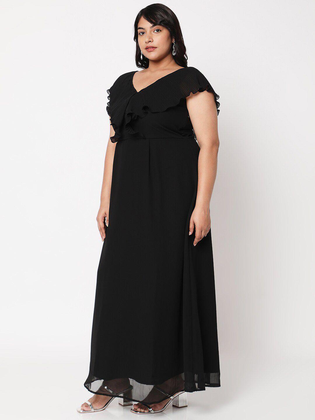 curves by mish black  plus size georgette maxi dress