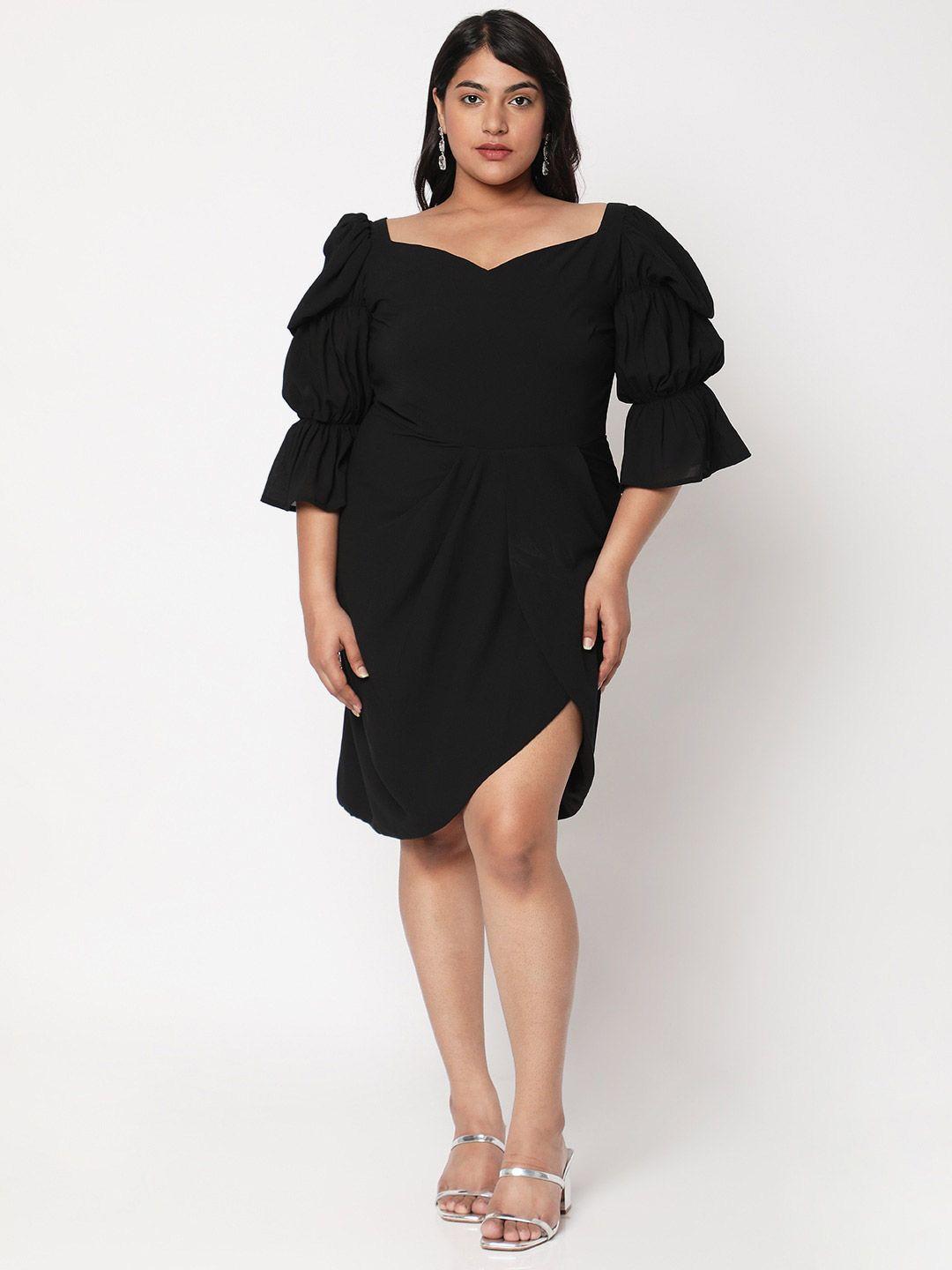 curves by mish black georgette dress