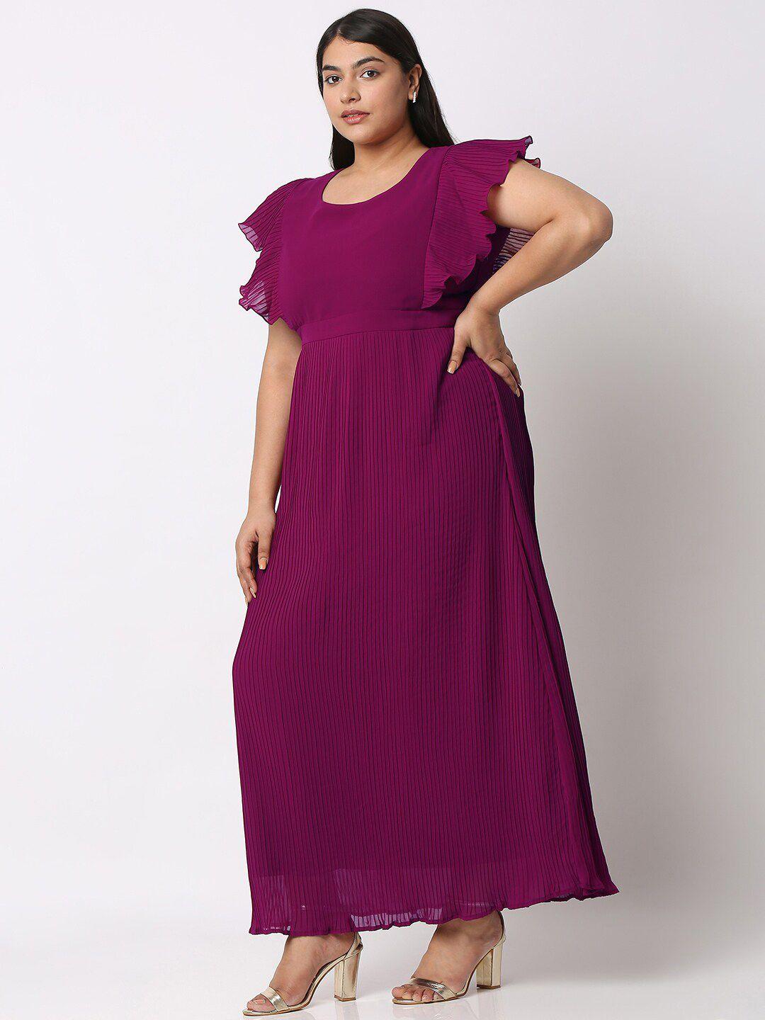 curves by mish flutter sleeves accordion pleats maxi dress