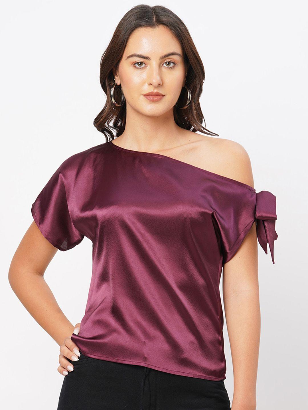 curves by mish one shoulder satin top