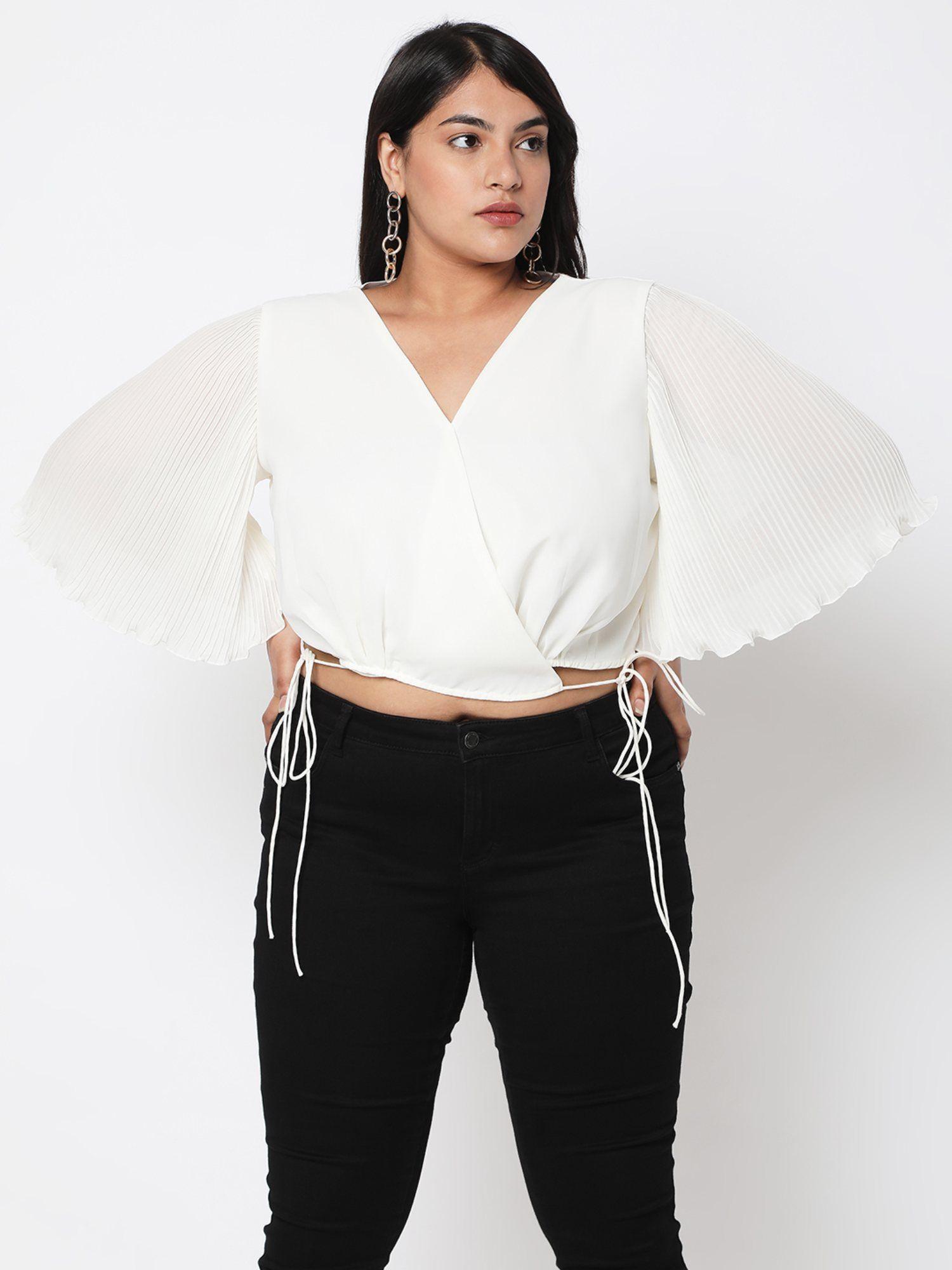 curves by mish pleated mid riff style top