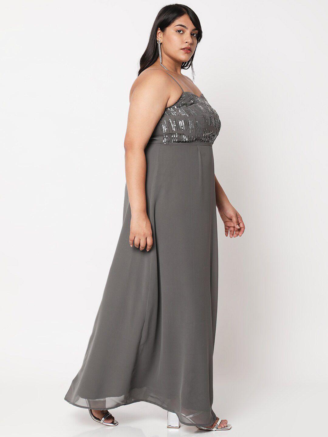 curves by mish plus size charcoal embellished maxi dress