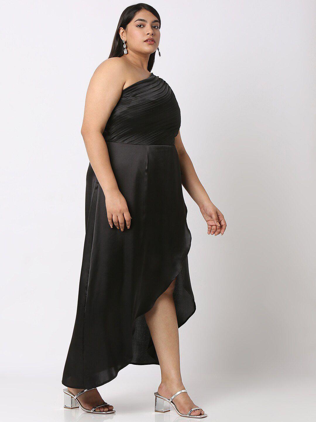 curves by mish plus size one shoulder fit & flare maxi dress
