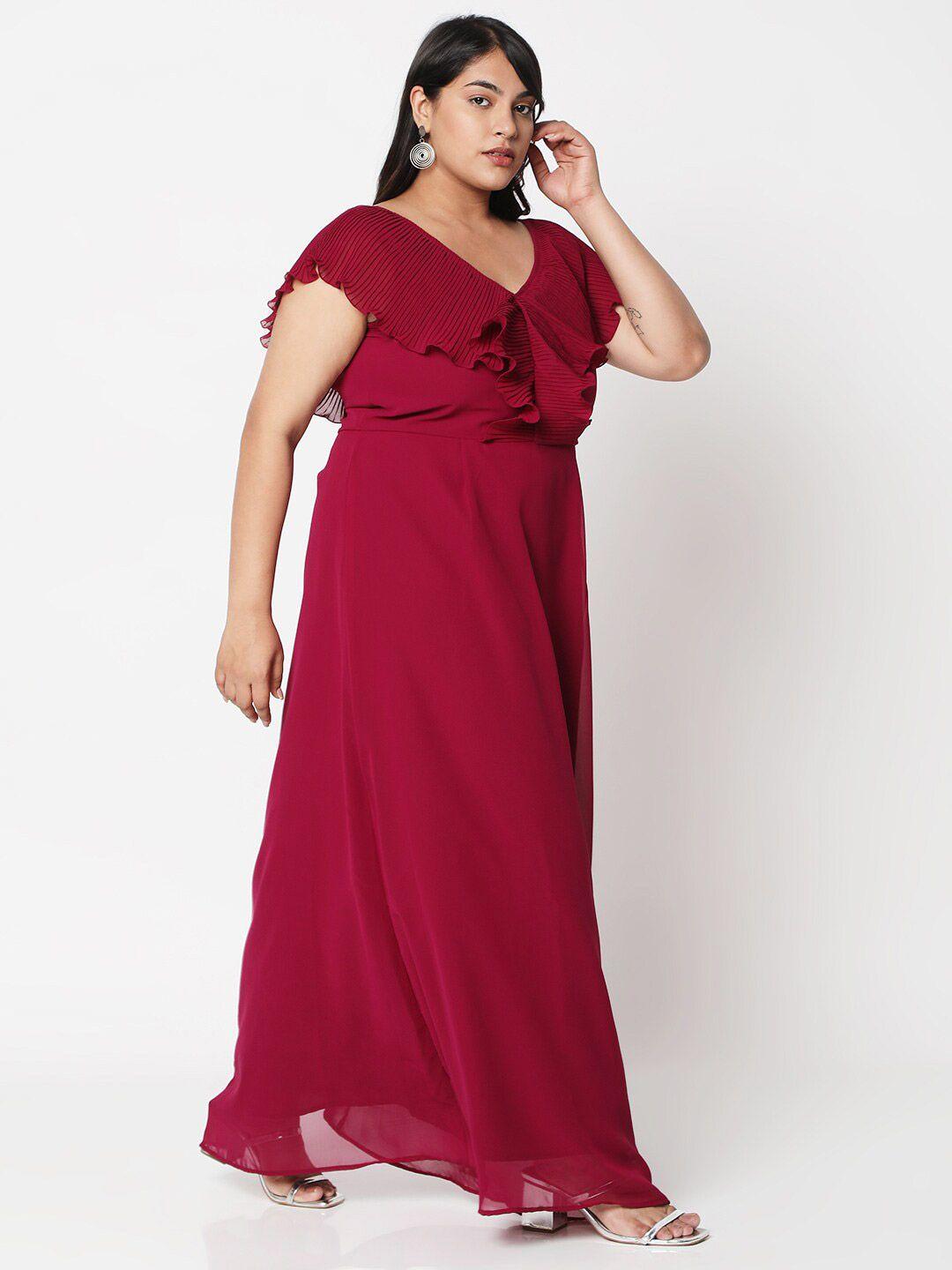 curves by mish plus size red cape sleeved maxi dress