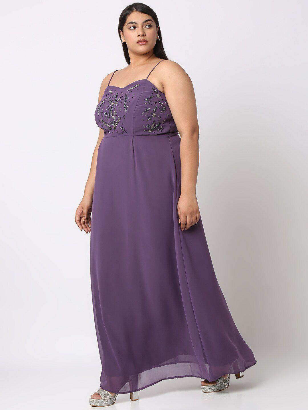 curves by mish plus size shoulder straps embellished maxi dress