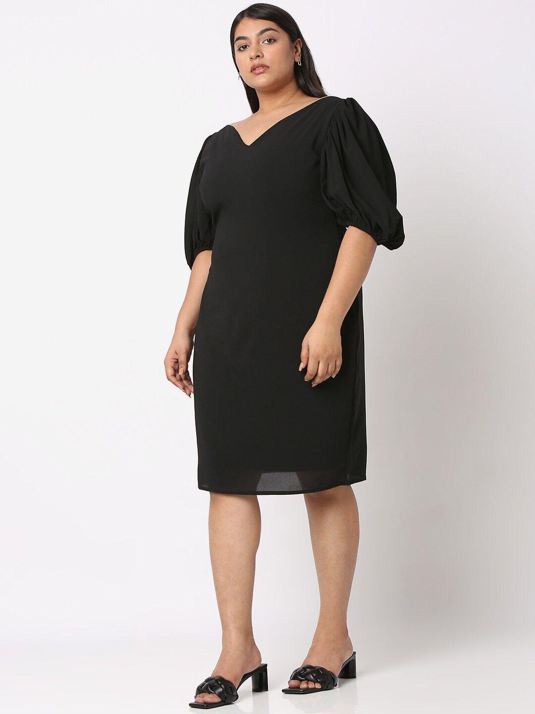 curves by mish puff sleeves sheath dress