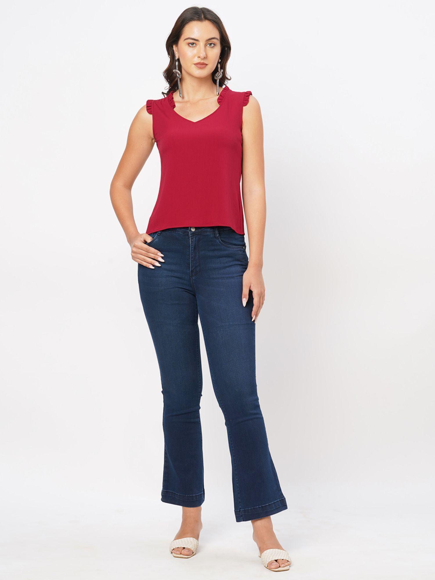 curves by mish red solid top