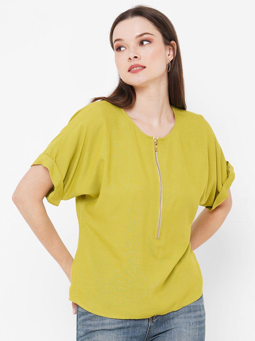 curves by mish round neck extended sleeves top