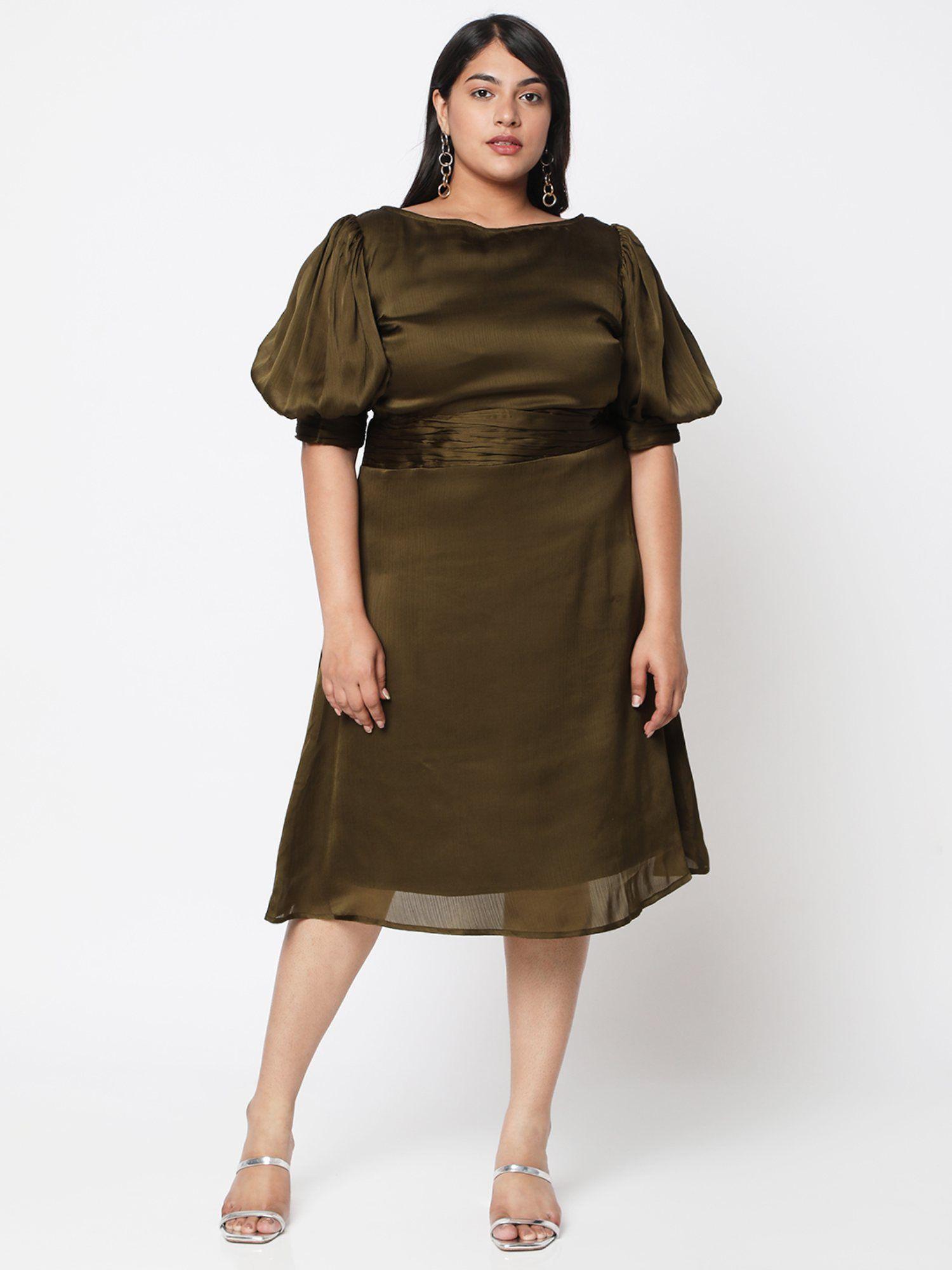 curves by mish ruched mid length dress