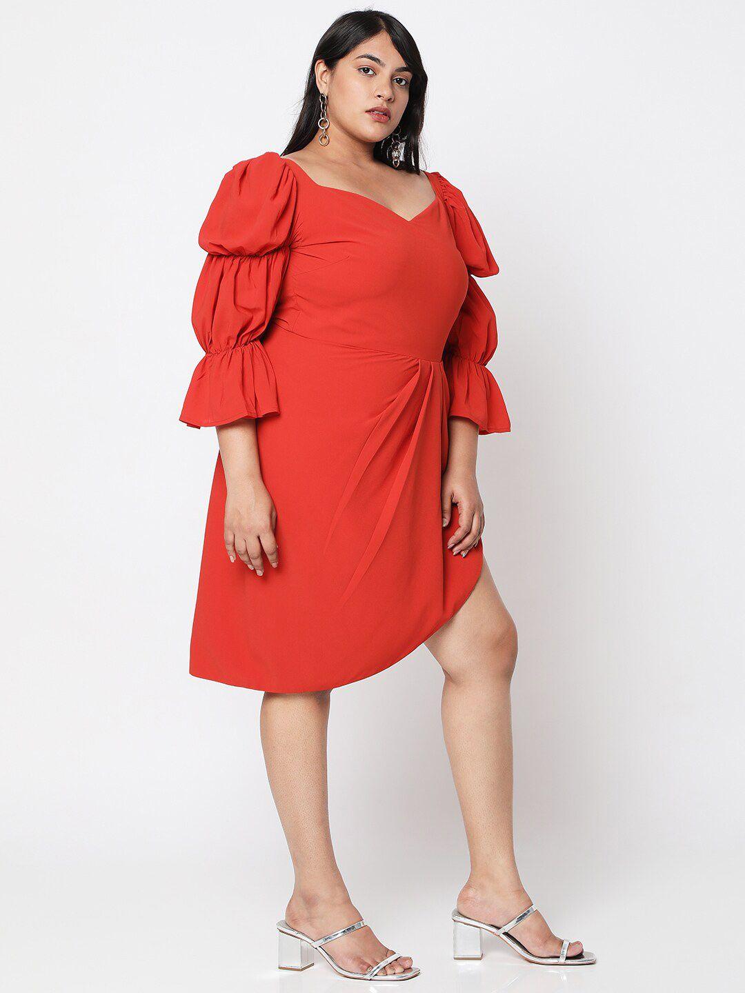 curves by mish rust plus size georgette dress