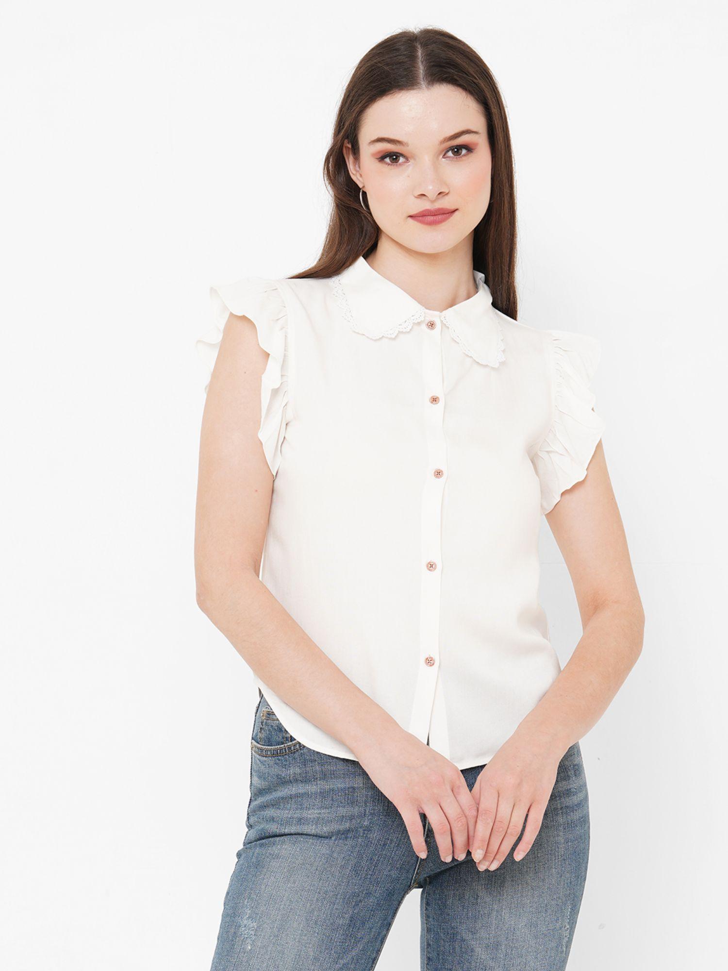 curves by mish white solid shirt