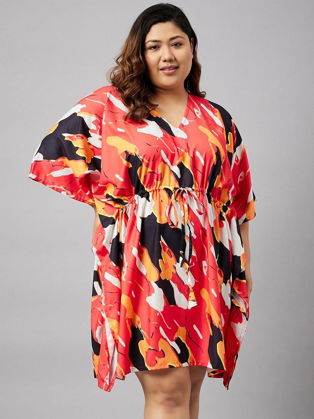 curves by zerokaata plus size abstract printed kaftan nightdress