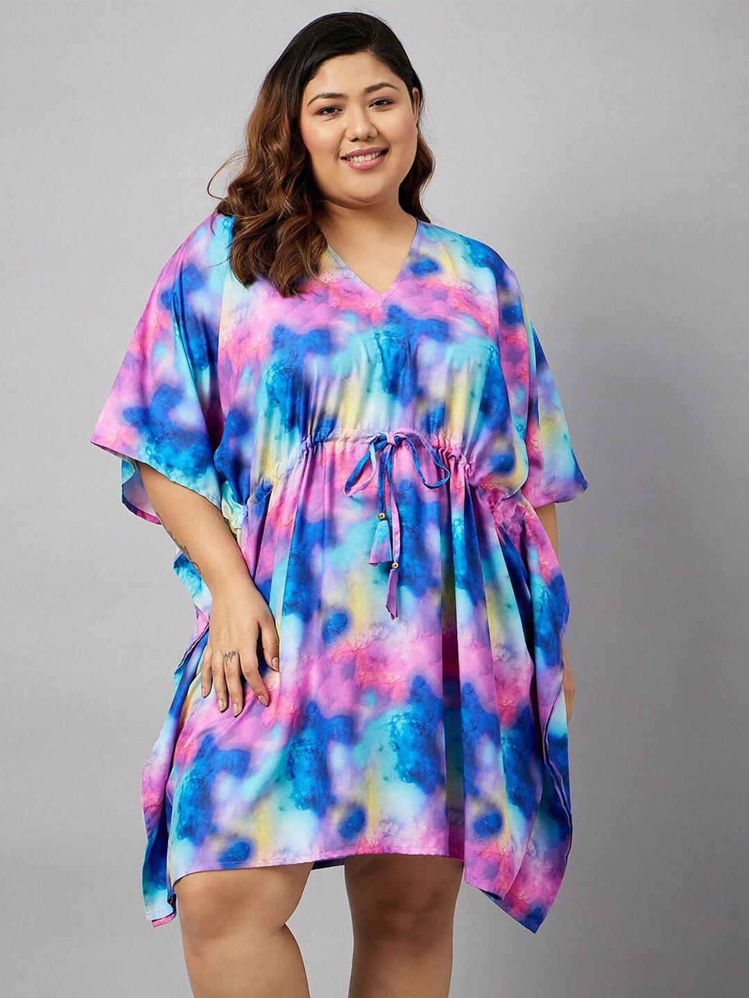 curves by zerokaata plus size abstract printed kaftan nightdress