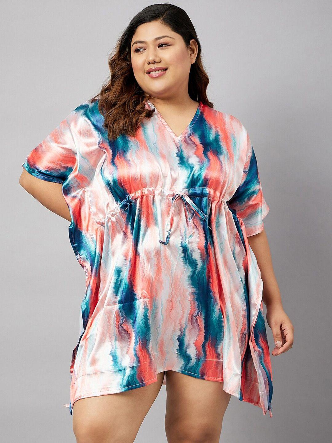 curves by zerokaata plus size abstract printed pure cotton kaftan nightdress