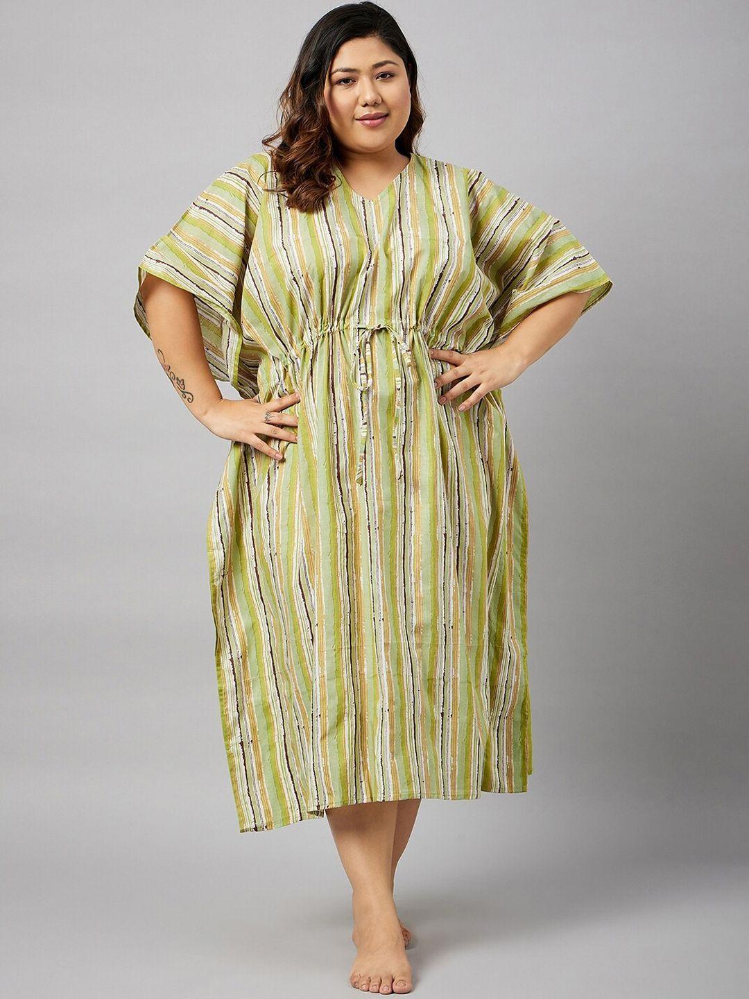 curves by zerokaata plus size striped pure cotton kaftan cover up dress