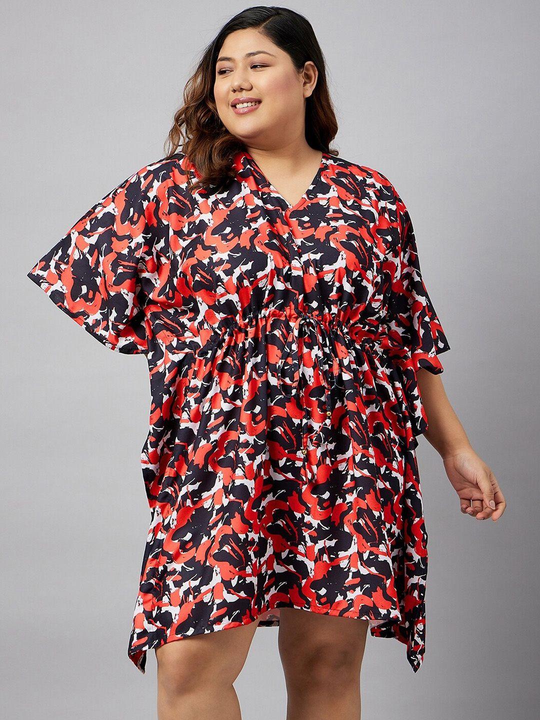 curves by zerokaata women abstract printed plus size kaftan cover up dress