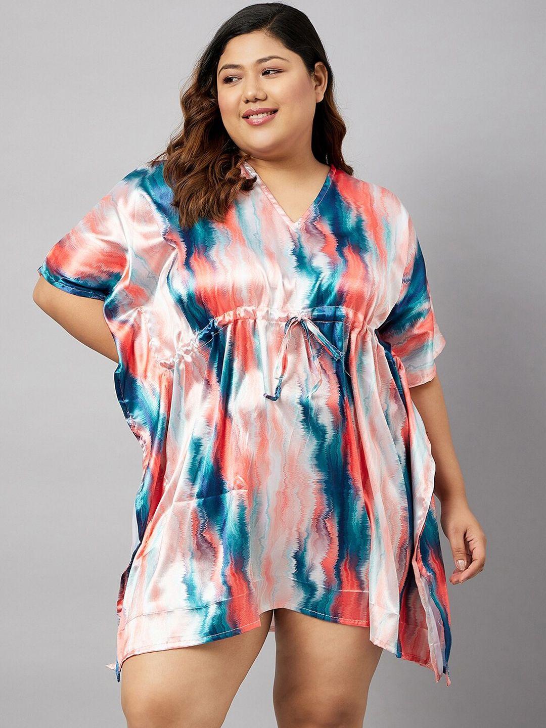 curves by zerokaata women abstract printed plus size kaftan cover up dress