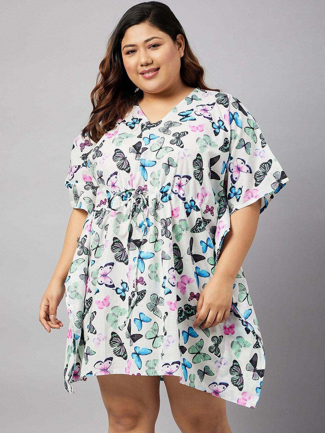 curves by zerokaata women abstract printed plus size pure cotton kaftan cover up dress